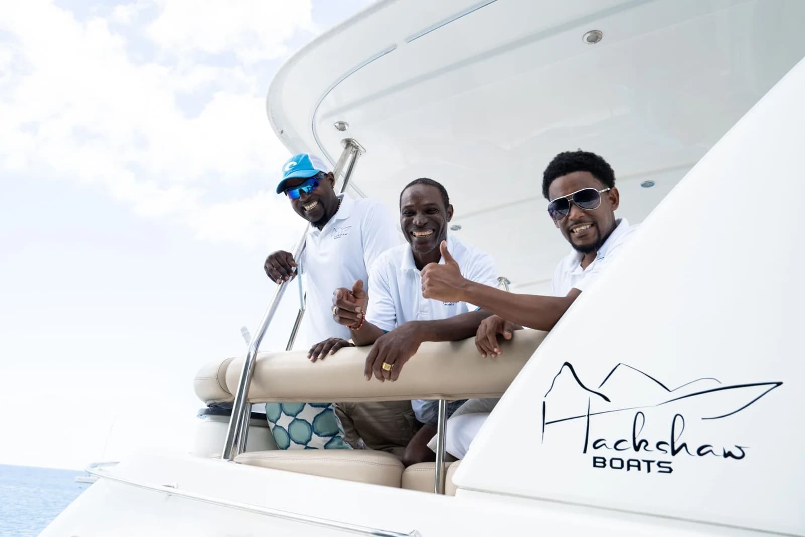 Hackshaw's crew aboard a charter boat in Saint Lucia
